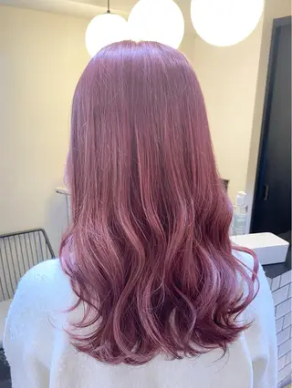 セミロング カラー パーマ ヘアアレンジ メンズ キッズ 艶ピンク*ヘアセット 🌙shioriのヘアスタイル