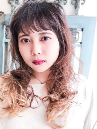 ロング カラー パーマ ヘアアレンジ メンズ 表参道Lise おおいしおりのヘアスタイル