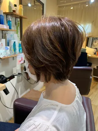 ショート カラー パーマ ヘアアレンジ メンズ キッズ 白髪世代特化 🌿飯塚京橋のヘアスタイル