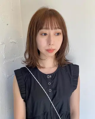 ミディアム カラー 大石 沙季のヘアスタイル