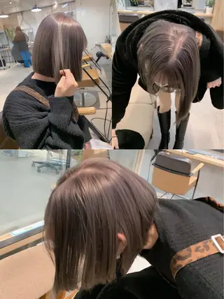 ショート カラー ハイトーンボブ 前田 表参道　グレージュのヘアスタイル