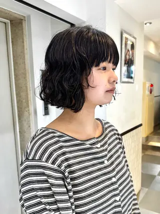 ショート パーマ デジタルパーマ 🌀ボブ　萩原　龍のヘアスタイル