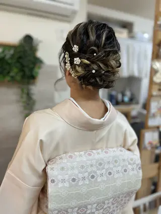 セミロング ヘアアレンジ 早朝✨ヘアセット 着付け/清水玲歌のヘアスタイル