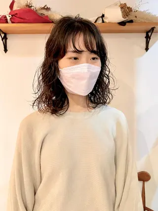 ミディアム パーマ ショート& パーマ　坂本のヘアスタイル