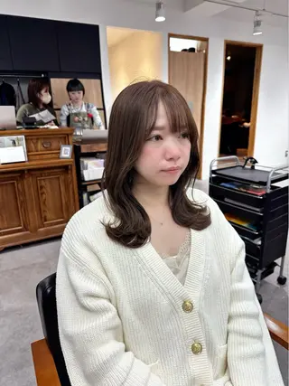 セミロング カラー パーマ ヘアアレンジ メンズ キッズ 骨格レイヤーカット 🌿美髪縮毛矯正のヘアスタイル