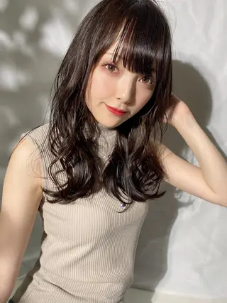 セミロング カラー 新宿✨顔周りカット 韓国ヘア/坂本亜裟海のヘアスタイル