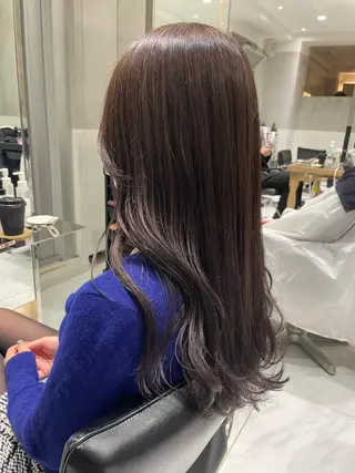 ロング オリーブ カラー✨有坂映哉のヘアスタイル