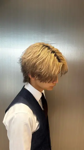 ショート カラー ヘアアレンジ メンズ フェザー/韓国ヘア/ メンズパーマ〜悠輔〜のヘアスタイル