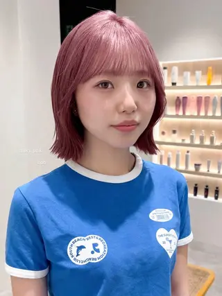 カラー ばんちなつ / ボブ/透明感カラーのヘアスタイル