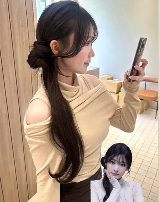 ロング カラー ヘアアレンジ メンズ ‎透明感×艶髪 ‎🫒maki🎀のヘアスタイル