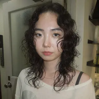 セミロング カラー パーマ タマキ/ パーマ/Wカラーのヘアスタイル