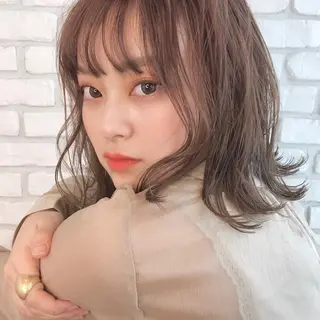 ミディアム カラー ヘアアレンジ 対馬 粘音のヘアスタイル