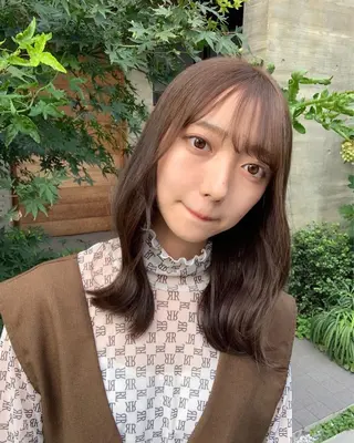 セミロング カラー 顔周りカット 【オノザワリョウ】のヘアスタイル