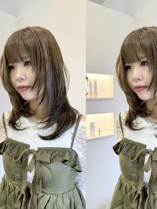 ミディアム カラー 韓国ヘア/レイヤー /髪質改善🦋イブキのヘアスタイル