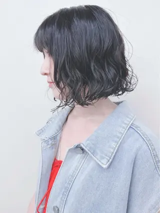 ショート パーマ ボブ/ゆるふわ ボブパーマ/とういのヘアスタイル
