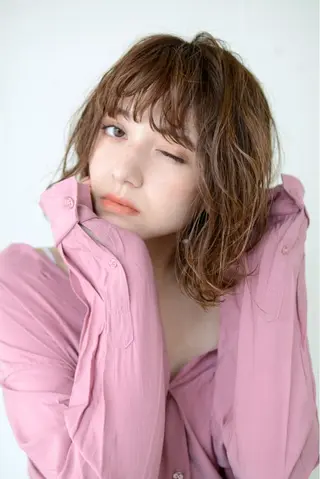 ミディアム パーマ 💛似合わせカット カラー💛 amiのヘアスタイル
