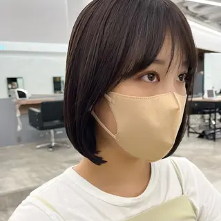 セミロング カラー 暖色/艶髪/ボブ/ ショート/Ayaのヘアスタイル