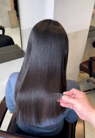 ロング 縮毛矯正クロスパーマ 益子達也のヘアスタイル