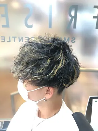 ミディアム カラー パーマ メンズ bifino.rilune for men所属・rilune matsuoのヘアスタイル