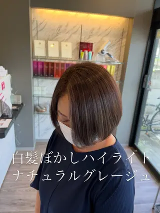 ショート カラー 太白区/白髪ぼかし ハイライト/千葉達人のヘアスタイル