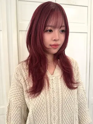 カラー ブリーチカラー🎀 韓国風/寺門美優のヘアスタイル