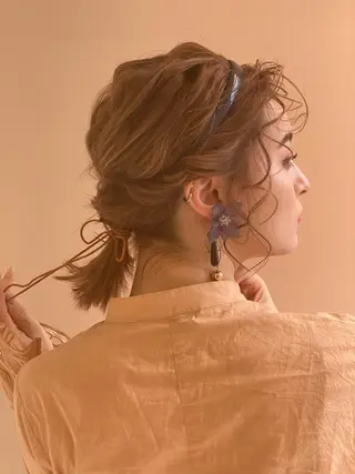 ショート カラー 小顔レイヤー/ ベージュ🤍Rieのヘアスタイル