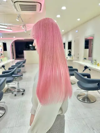 ロング カラー ヘアアレンジ 韓国レイヤー&ピンク 艶髪🩶maikoのヘアスタイル