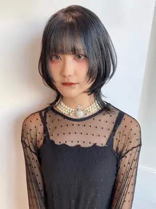 ミディアム カラー ウルフカット ハッシュカット/七海のヘアスタイル