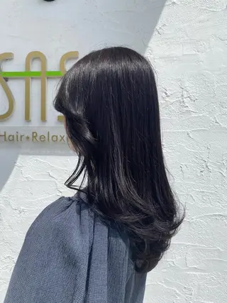 セミロング カラー 酸性ストレート/ブリ ーチなしWカラー河本のヘアスタイル