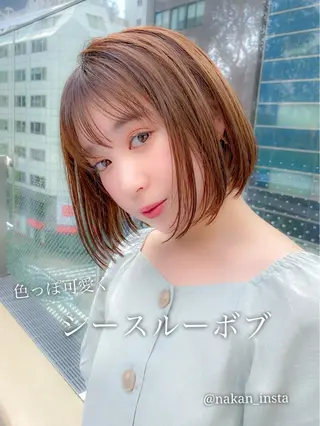 ショート カラー 顔周りレイヤー/ボブ 銀座✨中野まさひろのヘアスタイル