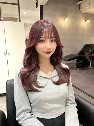 セミロング カラー ナチュラル韓国ヘア 🇰🇷塚田凌太のヘアスタイル