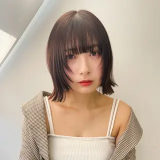 ミディアム 髪質改善/透明感カラ ー/縮毛/ meiのヘアスタイル