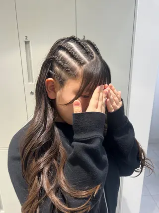 ロング ヘアアレンジ ハイトーンカラー/エ クステ/デザインのヘアスタイル