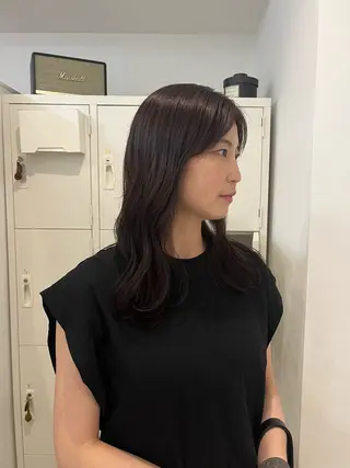 ミディアム カラー フクシママユ / 柔らかカラーのヘアスタイル