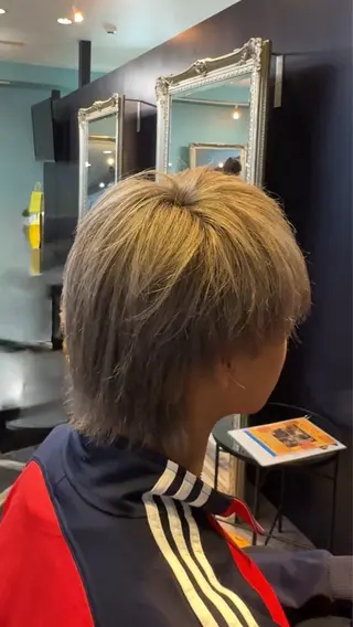 ミディアム カラー メンズ 店長 ハイトーン× 髪質改善/舘野 涼太のヘアスタイル