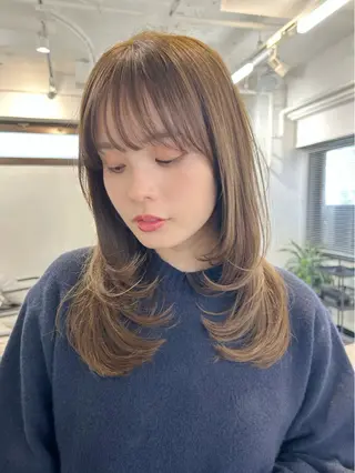 ミディアム カラー 池袋/小顔レイヤー/ 顔まわり/taigaのヘアスタイル