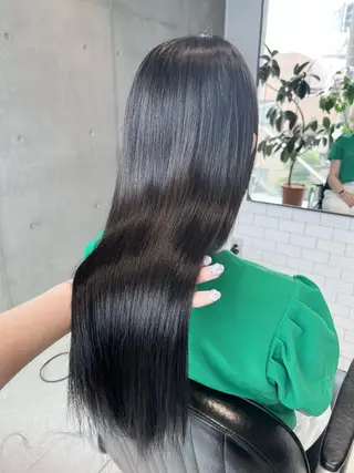 ロング カラー パーマ ヘアアレンジ 透明感/オリーブ/ グレージュ/YUKAのヘアスタイル