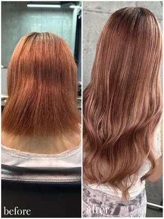 セミロング エクステ🌟カラー 🌟エリア最安値🌟のヘアスタイル