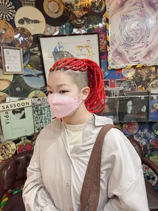 ロング カラー パーマ ヘアアレンジ メンズ アイブロウ 🌈派手髪エクステ ブレイズ🌈ひろとのヘアスタイル