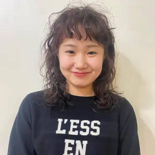 セミロング カラー パーマ しずく/Lilu/ 博多美容室のヘアスタイル