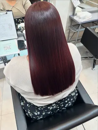 セミロング カラー 顔まわりレイヤー×透 明感カラー/しずくのヘアスタイル