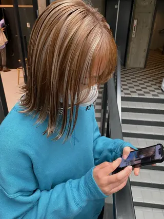 ミディアム カラー ♡ハイライトカラー shinri♡のヘアスタイル