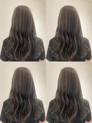 ロング カラー 金島 青のヘアスタイル