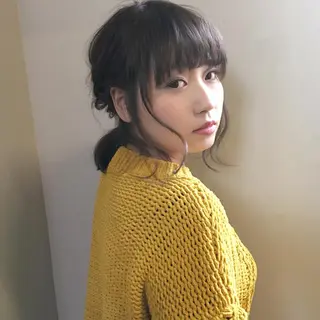 ミディアム カラー ヘアアレンジ 薬院:今泉/上川美幸 ボブ/顔周りレイヤーのヘアスタイル