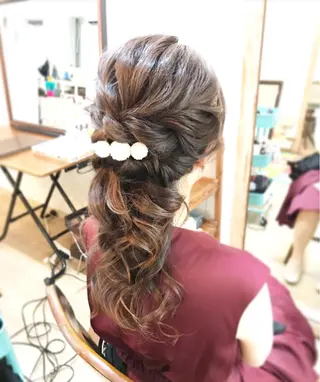 セミロング ヘアアレンジ 早朝✨ヘアセット 着付け/清水玲歌のヘアスタイル