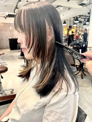 セミロング カラー ヘアアレンジ 🌈インナーカラー ‘ショウマ’🌈のヘアスタイル