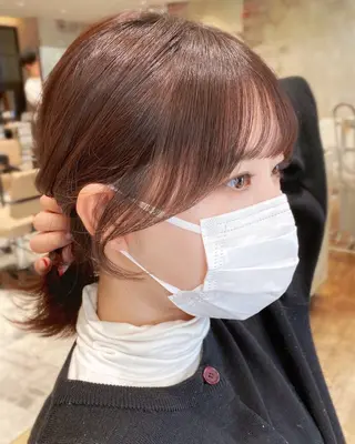 セミロング カラー 顔まわりカット🌟 くびれヘア/寺門遥輝のヘアスタイル