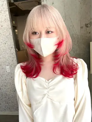 セミロング カラー ヘアアレンジ lani ブリーチ /ダブルカラーのヘアスタイル