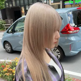 ロング カラー ブリーチなしピンク 赤井龍斗のヘアスタイル
