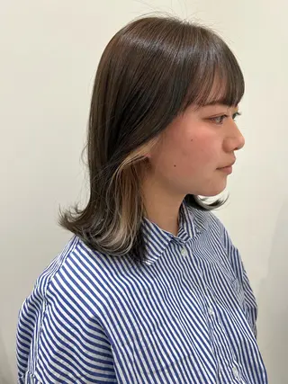ミディアム カラー ヘアアレンジ 艶カラー/髪質改善 /顔まわり/内藤　輝のヘアスタイル